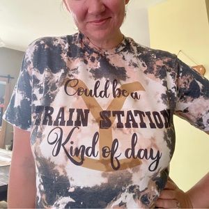 Custom tee, train station kind of day